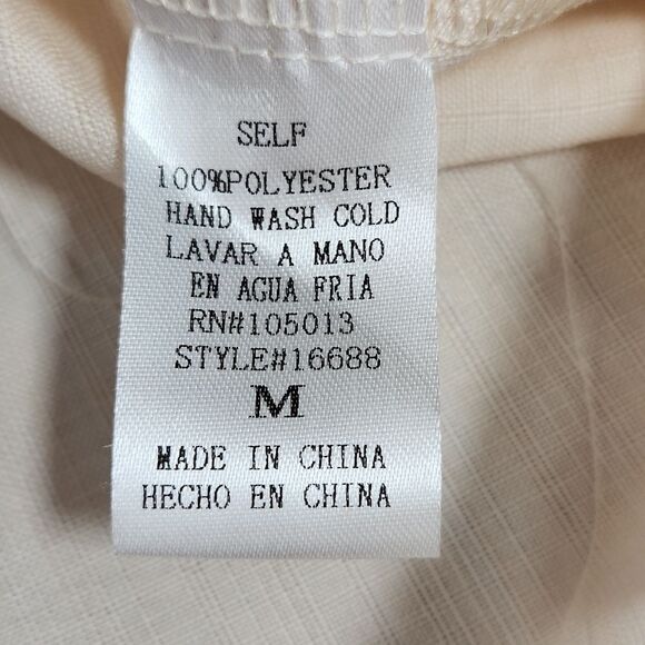 🔺️Andree Peach & Cream Sleeveless Fit & Flare Peplum Blouse Medium - Picture 12 of 12